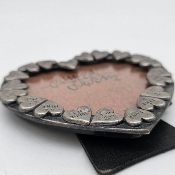 Heart Shaped Pewter Picture Photo Frame With Love Messages 3"x3" - Picture 7 of 8